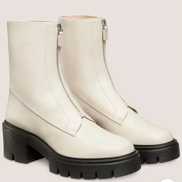 Stuart weitzman soho zip booties oat cream lug sole shoes 12 b new NIB ladies - Picture 1 of 17